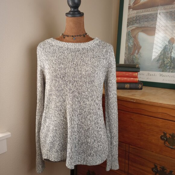Marled Gray Loft Sweater Slouchy Preppy Normcore Knit Layering Essential - Picture 6 of 6